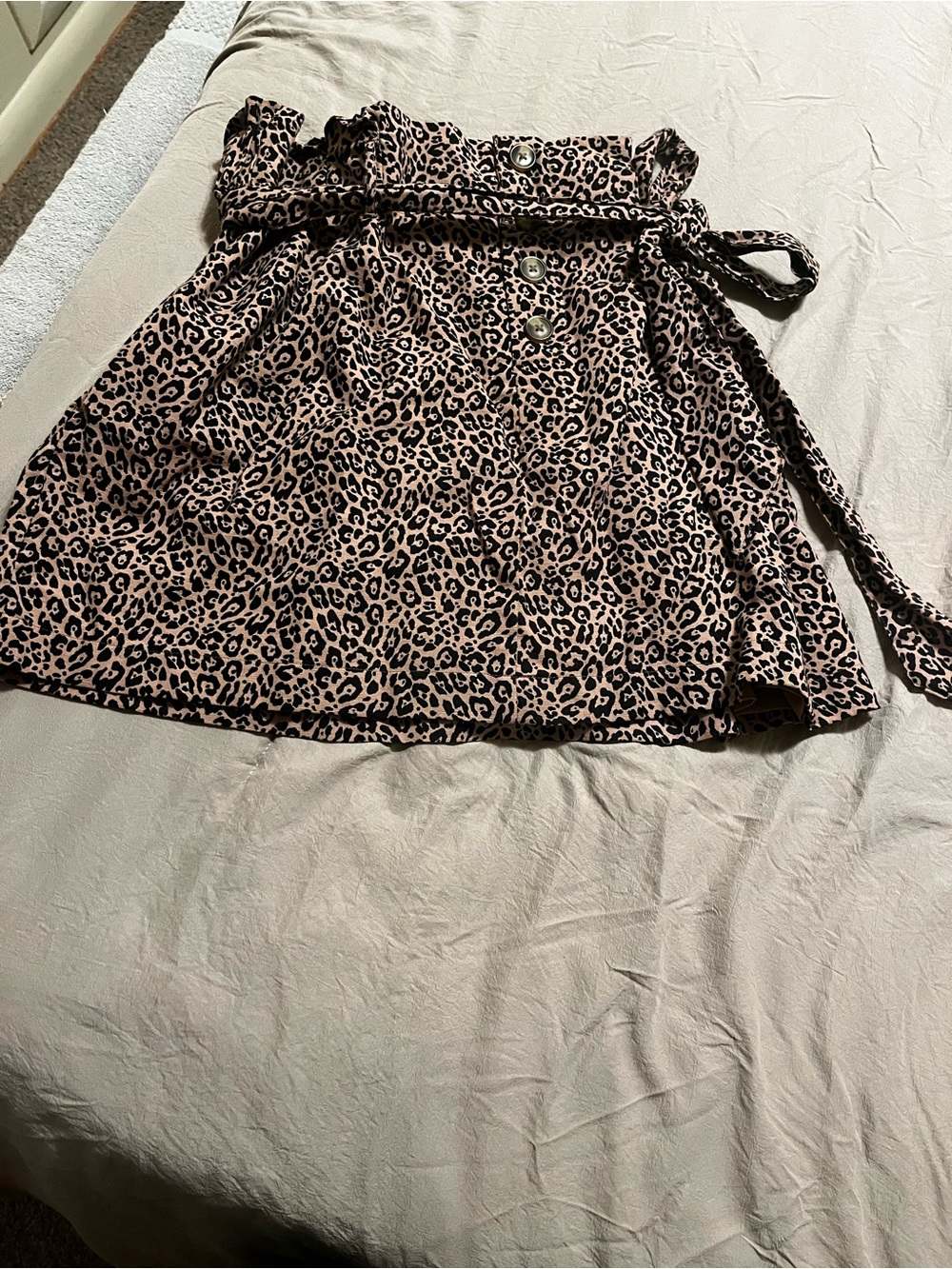 American Eagle Outfitters beige and Black Leopard Tie-Waist Mini Skirt